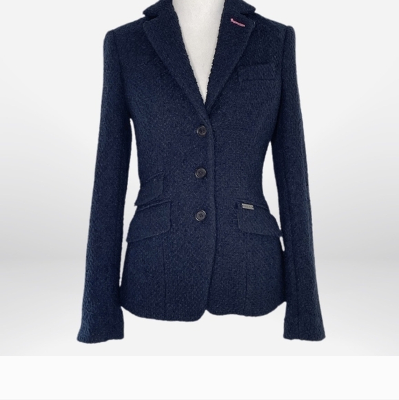 Pink Tartan Wool Blazer Jacket - Picture 2 of 9